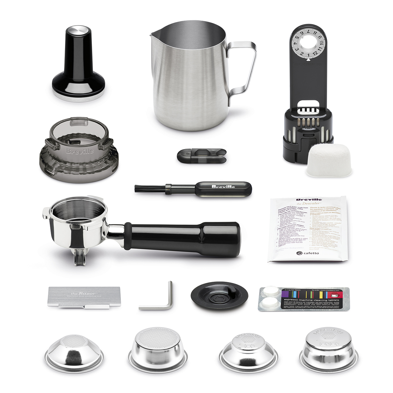 Breville Barista Express and included accessories